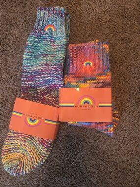 Kurt Geiger Multicolor Knit Socks with Rainbow Patch - Blue & Pink Mix